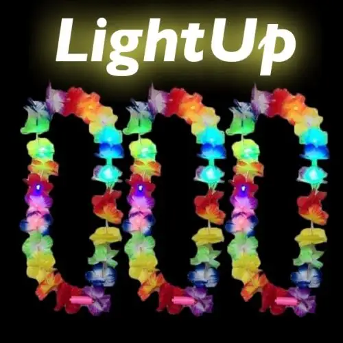 Collar de Lei Hawaiano intermitente de Color LED para decoraciones de fiesta