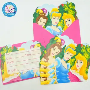 Детский праздничный конверт Ариэль Аврора Жасмин Принцесса для вечеринки украшение на день рождения пригласительная открытка