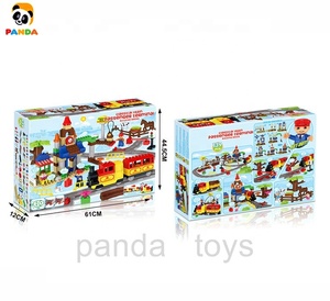 Shantou building block blocchi di plastica giocattoli fai da te Puzzle elettrico classico treno terminale passeggeri giocattoli PA07044