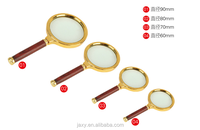 10X 60mm 70mm 80mm 90mm Diameter Reading Magnifying Glass Gold-Plated Wood Handle Magnifying Glass