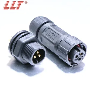 LLT M12 male female front panel mount thread waterproof connector IP67