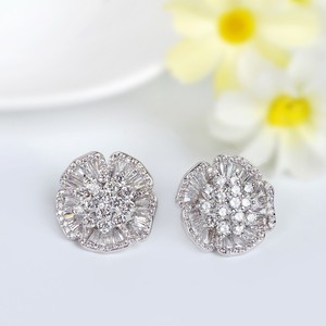 Teemi joyería nupcial de boda de lujo AAA claras Rodio Pendientes del copo de nieve Oro <span class=keywords><strong>Blanco</strong></span> Circonita Diamond Wholesale - Product Image 2
