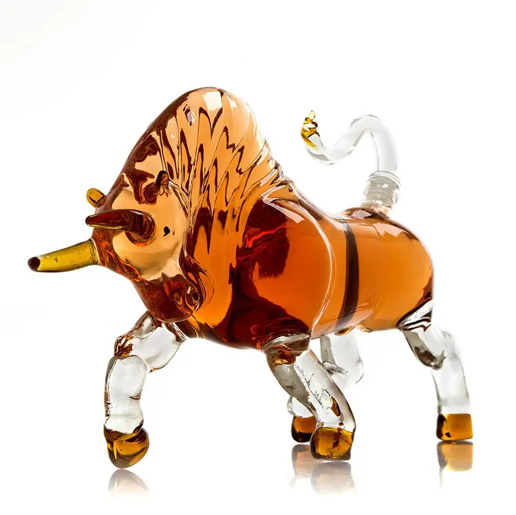 Zisibljoe05 bouteille en verre en forme de taureau du zodiaque, Design personnalisé, pour cognac, flacon en verre, au motif d'animal, au malt