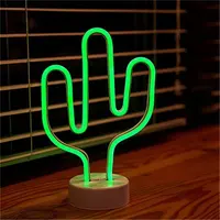 Großhandel Green Cactus Neon Nachtlicht Stehende Kunststoff basis 3AA Batterie betrieben Süße und schöne Geschenke für Kinder