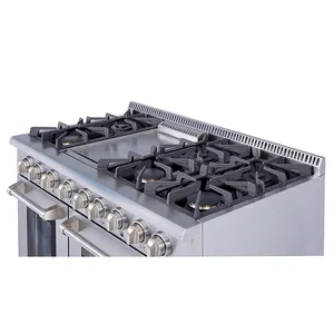 48 inch 6 burner gas stove bakery electric oven with griddle