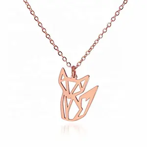 Trendy mode delicate nette silber/Gold/Rose Gold überzogene frauen stil edelstahl origami fuchs halskette schmuck