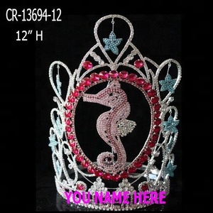 Corona Estiva con Cavalluccio Marino e Strass, Corona da Concorso per Bambini - Product Image 3