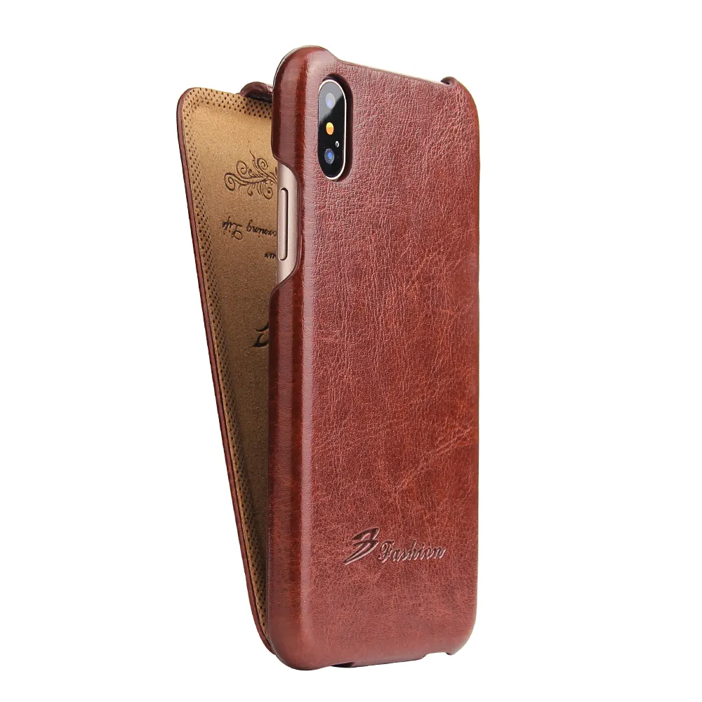 Funda abatible para iphone x Funda de cuero pu, funda de teléfono móvil de fábrica