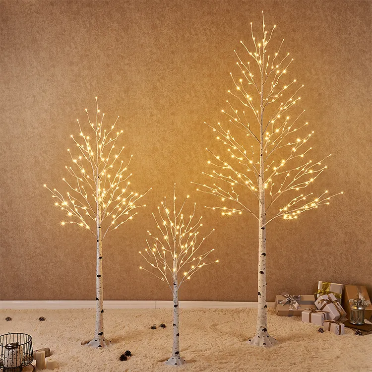 Ön yaktı LED ışıklı yapay dal huş ağacı dalı ağacı 120cm 48 ışıkları noel ağacı süsle