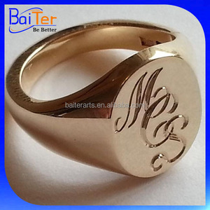 Personalizar diseño de los hombres de plata esterlina grabado Oval de acero inoxidable personalizado anillo de sello/Logotipo estampado oro relieve anillo de sello - Product Image 3