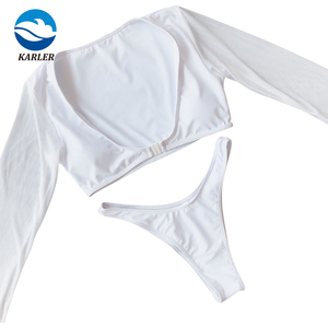 <strong>Long</strong> <strong>Sleeve</strong> Bathing Suits Tops and Triangle Bottom Swimwear Women Sexy <strong>Bikini</strong> - Product Image 2