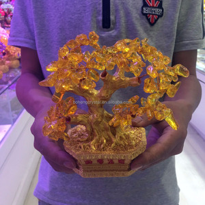 Citrino piedra preciosa <span class=keywords><strong>cristal</strong></span> de cuarzo <span class=keywords><strong>bonsai</strong></span> suerte árbol para la decoración del hogar - Product Image 5