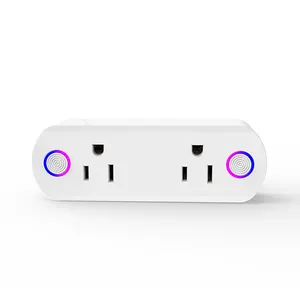 China factory manufacture new type 2 in 1 smart home plug outlet alexa and google home IFTTT enabled Tuya App dual double plug