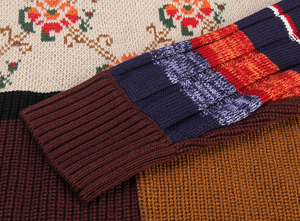 Chandail à col ras du cou en tricot jacquard à manches longues <span class=keywords><strong>chic</strong></span> rétro personnalisé pour femmes échantillon <span class=keywords><strong>de</strong></span> motif patchwork <span class=keywords><strong>de</strong></span> Noël d'hiver - Product Image 5