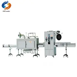 Full automatic double heads label plastic bottle cap shrink wrap machine