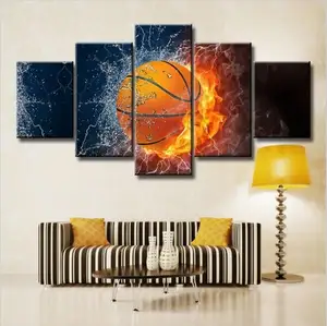 Sıcak Satış Yangın basketbol HD Poster Yatak Odası Duvar Dekorasyon Ile Tuval üzerine Yağlıboya Çerçeve
