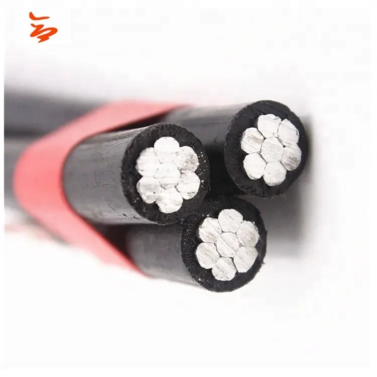 0.6/1KV Al/XLPE كابل ABC خدمة ثلاثي كابل إسقاط مع أشر رسول محايد Voluta 2 * 6AWG + 1 * 6AWG