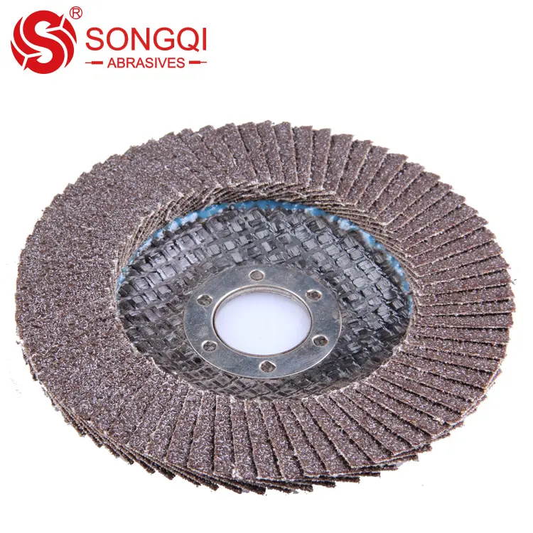 SongQi 4.5 "알루미늄 산화물 메쉬 플라스틱 커버 유연한 플랩 디스크 연마 스틸