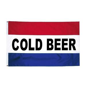 Polyester Dubbelzijdige Bedrukking 3x5foot Koude Biervlag Banner Met Twee Grommets