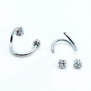 Anillo de Nariz <span class=keywords><strong>Doble</strong></span> con Bola de Cristal, <span class=keywords><strong>Piercing</strong></span> de <span class=keywords><strong>Labio</strong></span> Indio, Joyería Corporal - Product Image 3
