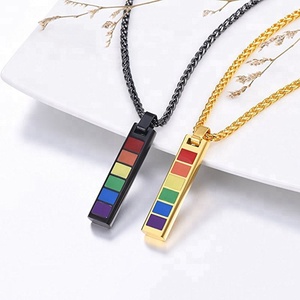 Collier <span class=keywords><strong>Gay</strong></span> arc-en-ciel avec pendentif, chaîne rectangulaire, personnalisé, bijoux pour la mariée, cadeau