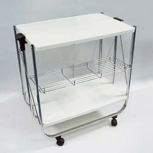 Chariot pliable de cuisine, cadre métallique moderne à 2 niveaux - Product Image 1