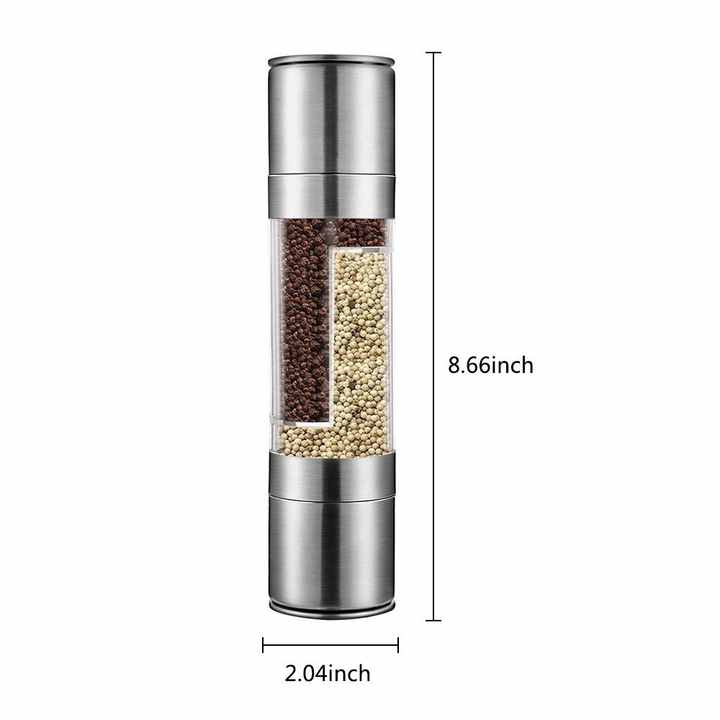 2 in 1 Salz-und Pfeffermühle Edelstahl Manuelle einstellbare Salz-und Pfeffermühle mit doppeltem Verwendung zweck