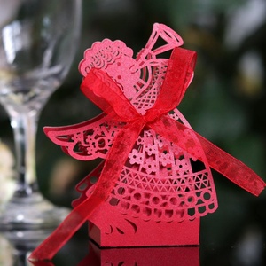 Laser Cut Girl Wedding Favor Box Paper <strong>Chocolate</strong> Candy Gift Box - Product Image 4