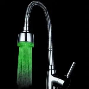 LD8001-A11 single green color Lighting Water Tap/LED Mixer/LED Kitchen Lighting Faucet Accessories with adaptors and color box