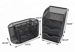 Set di Organizzatori per <span class=keywords><strong>Scrivania</strong></span> in Rete Metallica Wideny, Nero e <span class=keywords><strong>Rosa</strong></span>, per Ufficio - Product Image 5