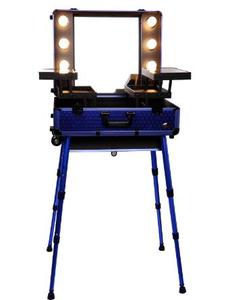 Xe Đẩy Nhôm Trang Điểm <span class=keywords><strong>Train</strong></span> Trường Hợp Trang Điểm Gương Với Đèn - Product Image 3