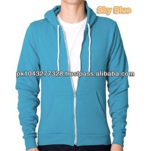 Sweats à capuche et sweatshirts d'hiver à fermeture éclair pour hommes en polyester teint uni/coton - Product Image 1