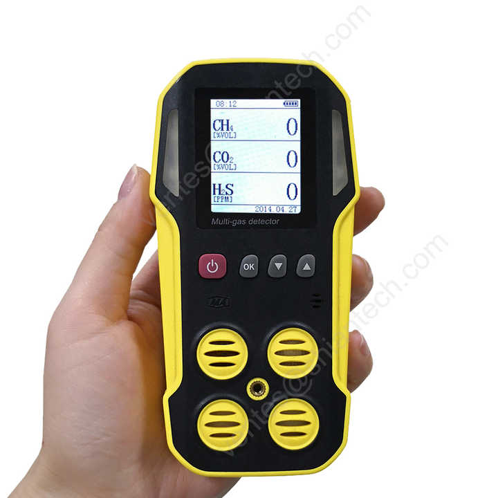 डेटा प्रवेश के लिए पोर्टेबल जैव गैस डिटेक्टर CH4, H2S, CO2, CO2 इन्फ्रारेड सेंसर
