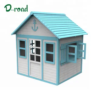 Wholesale children outdoor play blue color wooden kids playhouse