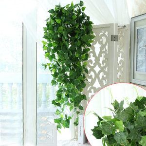 พืชประดิษฐ์ใบไอวี่สีเขียว สำหรับตกแต่งรั้ว กำแพง งานแต่งงาน ตกแต่งบ้าน ใบพลาสติกแขวน - Product Image 4