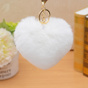 Belle <span class=keywords><strong>peluche</strong></span> <span class=keywords><strong>porte</strong></span>-clés en forme de <span class=keywords><strong>coeur</strong></span> lapin fourrure <span class=keywords><strong>porte</strong></span>-clés mignon pom pom <span class=keywords><strong>porte</strong></span>-clés - Product Image 2
