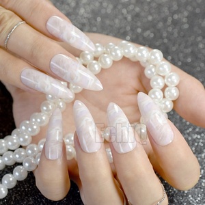 <span class=keywords><strong>Uñas</strong></span> de Gel Plástico, <span class=keywords><strong>Uñas</strong></span> Postizas Superlargas con Diseño de Nubes <span class=keywords><strong>Blancas</strong></span>, Puntas Puntiagudas, Color Claro, Cobertura Completa, 24 Piezas con Pegamento y Adhesivo - Product Image 4