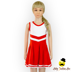 Vestido Deportivo de Verano sin Mangas <span class=keywords><strong>Rojo</strong></span> y Blanco para Niña, de Algodón, para Animadoras - Product Image 2