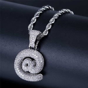 Custom Messing Sieraden Micro Pave Zirkoon Cz Diamant Steen Goud E-Mail Logo Symbool Mark Dollar @ # Ketting - Product Image 2