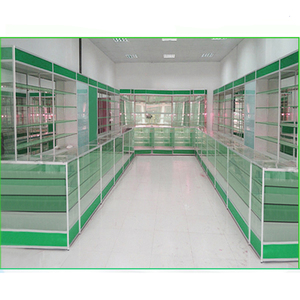 Porta chiudibile a chiave verde legno farmacia Display in vetro da banco in metallo con vano portaoggetti per vetrine - Product Image 2