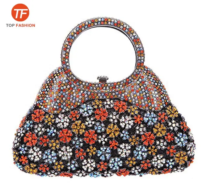 Luxury Crystal Rhinestone Evening Bag Florals Women Party Purse with Handle Wholesales from China Supplier