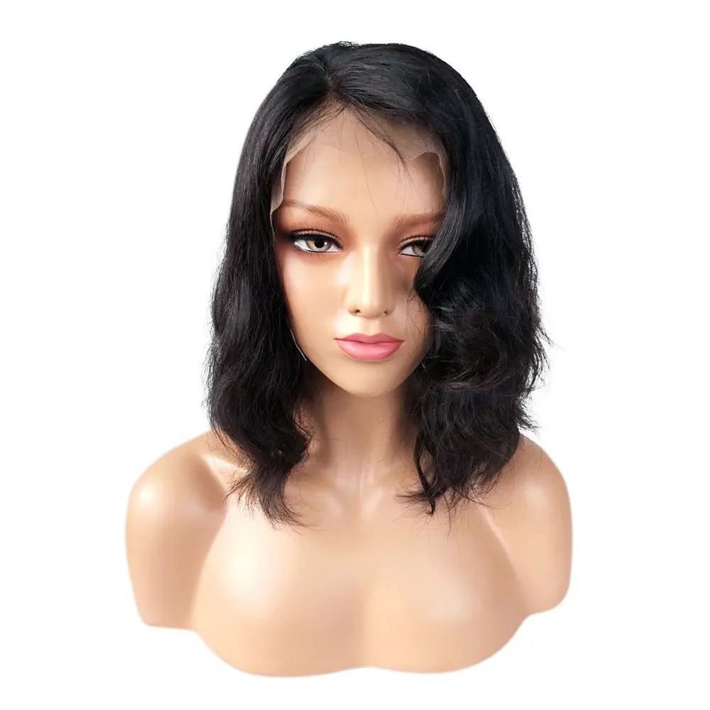 सस्ते ब्राजील मानव बाल 150% घनत्व फीता सामने Wigs Glueless लघु बॉब काली औरत के लिए