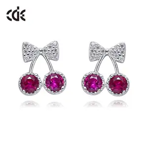 Boucles d'oreilles en pierre de Zircon rouge, bijoux de mariée