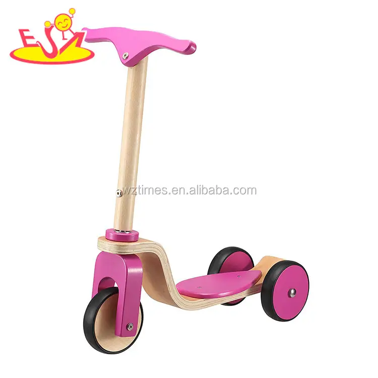 kid Wholesale lightweight toddler kick scooter wooden kids push scooter with 3 wheel W16B006
