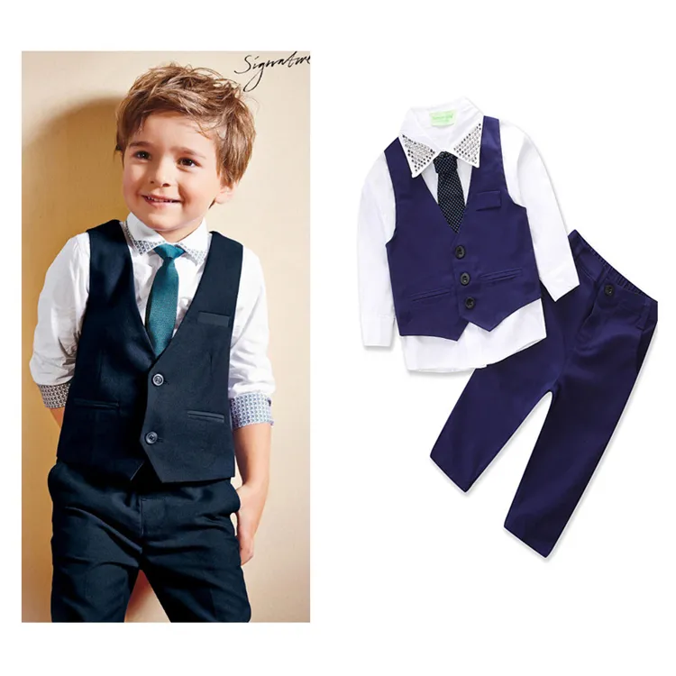 WSG11 Top Children Boys Formal Clothing sets Spring Autumn Kids Gentleman clothes suit