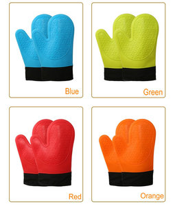 Ventes chaudes, maniques de four en silicone de qualité alimentaire, antidérapantes, résistantes à la chaleur, doublure matelassée, logo personnalisé, maniques en silicone - Product Image 2