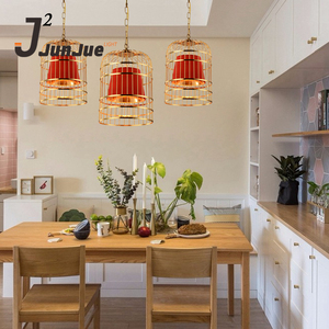 Nouveau style chinois en fer forgé <span class=keywords><strong>cage</strong></span> à oiseaux table de bar personnalité créative restaurant nordique postmoderne fer café lustre simple - Product Image 3