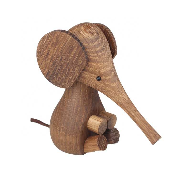 Elefante de madeira para decoração, artesanato de madeira estilo simples, nórdico, acessórios criativos de animais, nariz longo