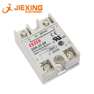 SSR-25DA 25A 3-32VDC Input 24-380VAC Output Fase Tunggal DC Ke AC SSR Relay Keadaan Padat