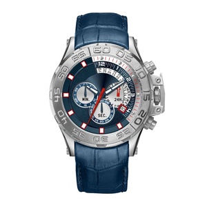 Orologio Cronografo da Uomo con Movimento Giapponese, Quadrante 24 Ore, 3 Lancette, Cassa in Acciaio Inossidabile Nero, Cinturino in Pelle, Impermeabile, Luminoso, OEM - Product Image 4